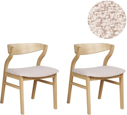 YUBA - Eetkamerstoel set van 2 - Lichtbruin/Lichtbeige - Fluweel