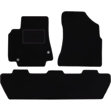 Zwarte veloursmatten voor: Peugeot Partner II combivan, Tepee, 5-zits (2008-2018)