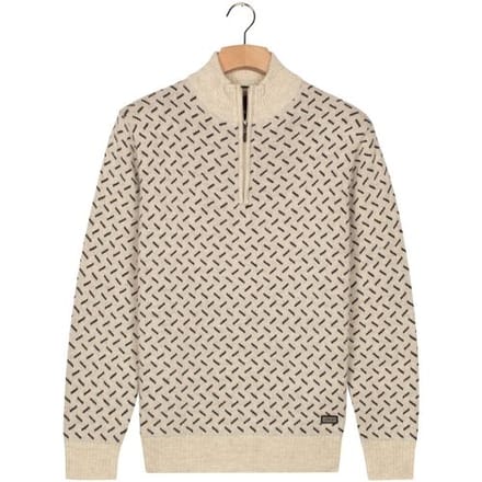 Baileys Trui Half Zip Allover Diagonal Stripes Pattern Knit Mushroom / male