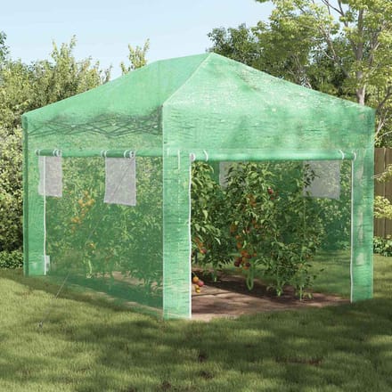 vidaXL - Kas - met - Pop-up - Frame - met - dak - Groen - 290 - x - 430 - x - 315 - cm - IJzer