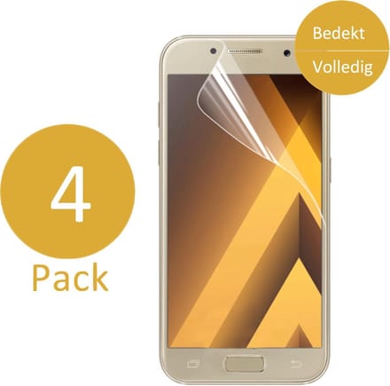 4x Screenprotector geschikt voor Samsung Galaxy A7 (2017) - Glas PET Folie Screenprotector Transparant 0.2mm 9H (Full Screen Protector)