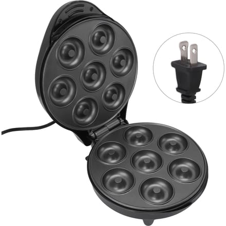 Donut Maker Machine Maakt 7 Donuts Hoog Vermogen Mini Donut Machine voor Ontbijt Snacks Desserts L black
