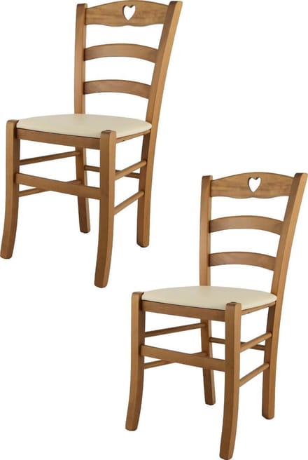 Tommychairs Cuore - Eetkamerstoelen - Set van 2 - Eikenhout - Kunstleer
