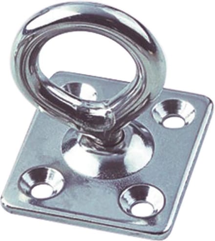 RVS Dekoog met draaibaar oog en vierkante grondplaat 8 mm