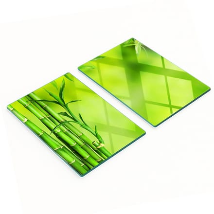 Set van gehard glazen snijplanken met bamboepatroon, 2x40x52 cm