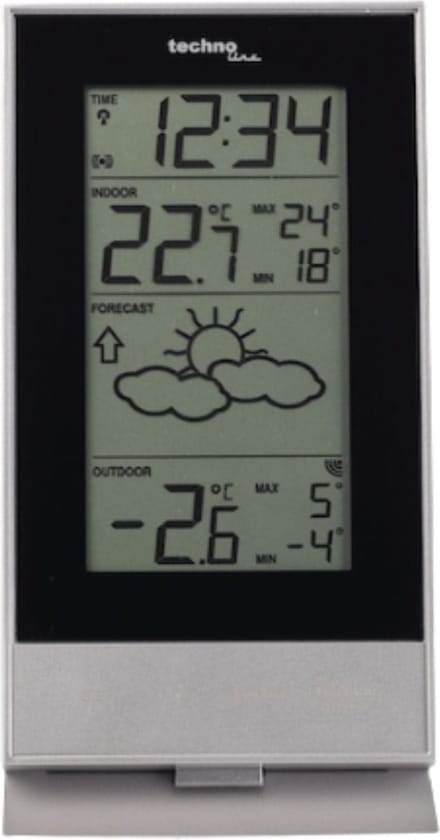 Technoline Weerstation WS 9910 Radiogestuurd Met wekkerfunctie Met 1 buitensensor tot 100 m