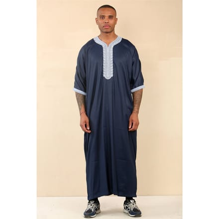 Heren blauwe Marokkaanse Thobe Jubba Robe Eid Djellaba Gandoura