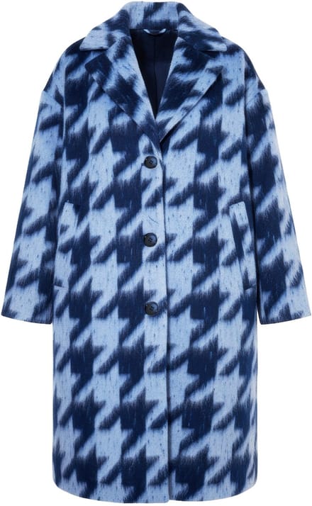 Studio Untold - Dames - Mantel oversized shape pied-de-poule reverskraag - Marine - Maat 58+