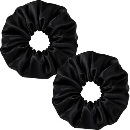 Lajetti Zijden Scrunchies Zwart - Set van 2 - 100% Moerbeizijde
