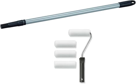 Telescoopstang 80-130 cm voor verfroller inclusief schuimroller-lakset 5-delig