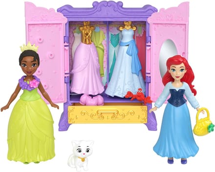Disney Prinses Koninklijke Kledingkast, Set met 2 Kleine Poppen