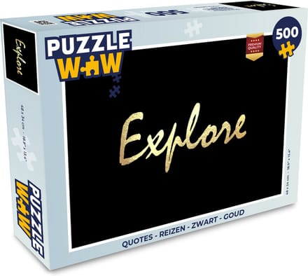 Puzzel Quotes - Reizen - Zwart - Goud - Legpuzzel - Puzzel 500 stukjes