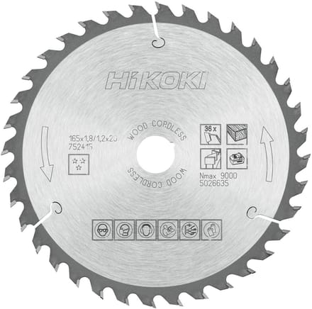HiKOKI Cirkelzaagblad HM 165x20 Z36 Dun Voor Accumachines