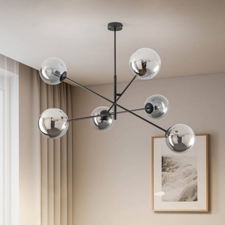 EMIBIG LIGHTING Plafondlamp Linear, zwart/grafiet, 6-lamps