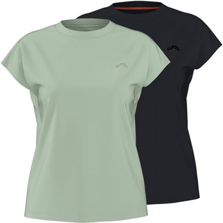 CRIVIT Set van 2 dames sportshirts met UV-bescherming 50+ (zwart/groen, M (40/42))