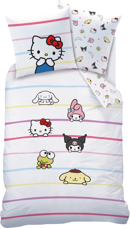 Hello Kitty Dekbedovertrek Friendly - 140 x 200 + 63 x 63 cm - Katoen