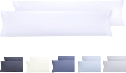 Famanu - Set van 2 kussenslopen, microvezel, extra zacht, hypoallergeen, set van 2-120 x 40 cm, wit