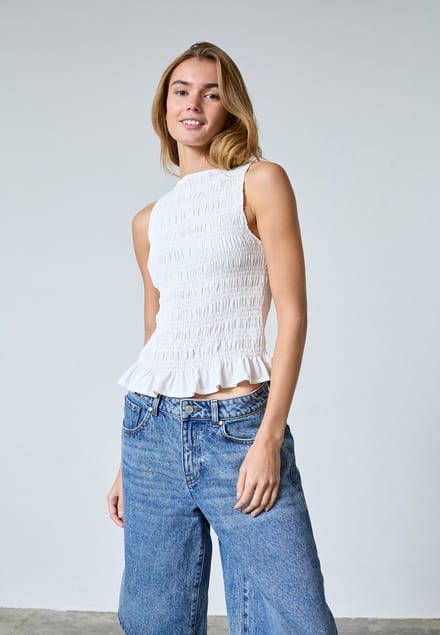 SISTERS POINT Nix-top - Dames Top - Off white - Maat M