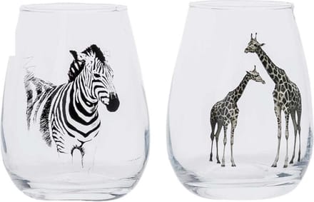 Cosy & Trendy Glas Met Afbeelding Zebra-giraf