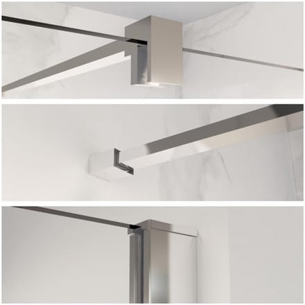 FugaFlow Eccelente Vetro profielset 200cm + stabilisatiestang 120cm chroom -