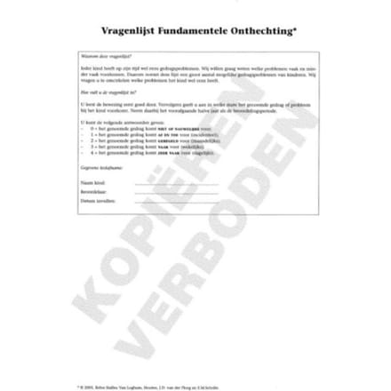 Vragenlijst Fundamentele Onthechting (Vfo) - Scoreformulieren - J.D. van der Ploeg