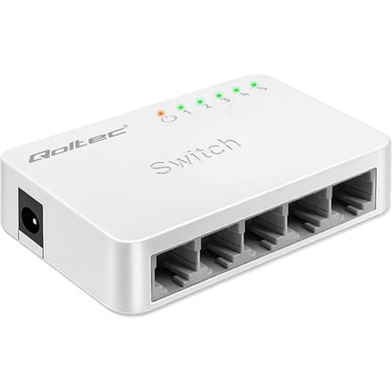 Qoltec SWITCH Netwerkswitch 5 x RJ45-poort |   1000 Mbps |   Fast Ethernet |   LAN