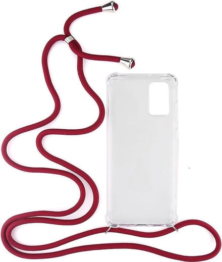 Shop4 - Samsung Galaxy S20 Plus Hoesje - Zachte Back Case met Koord Donker Rood
