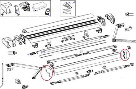 Thule 6300 Eindkap Lead Rail LH+RH Geanodiseerd