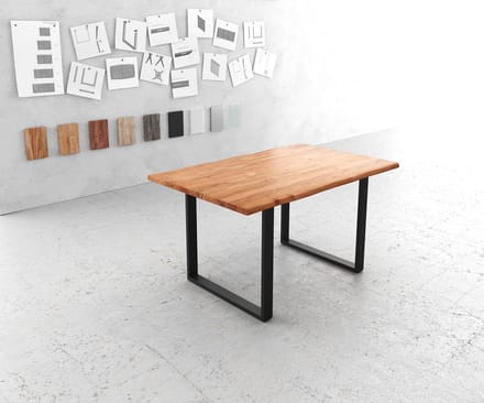 Eetkamertafel Classic-Edge acacia natuur 140x90 metaal zwart