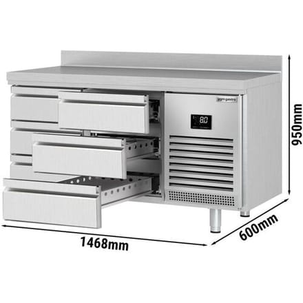 GGM Gastro Kühltisch Premium PLUS - 1468x600mm - mit 6 Schubladen - mit Aufkantung