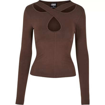 Dames-T-shirt met lange mouwen Urban Classics Crossed Cut Out