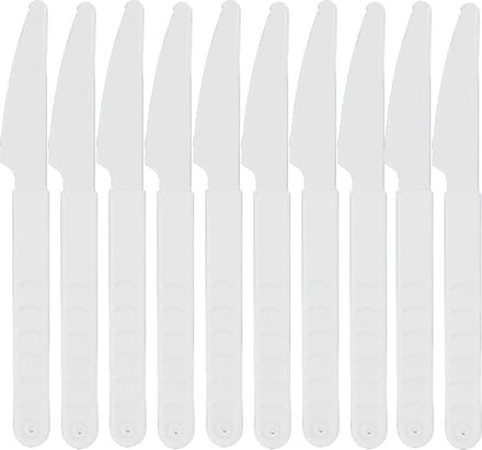Excellent Houseware Messen - 30x stuks - wit - kunststof - 18 cm - herbruikbaar
