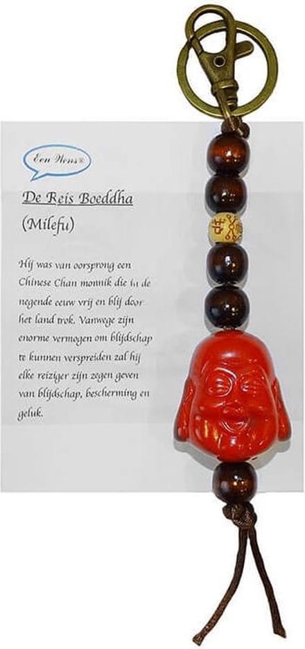 De Reis Boeddha Sleutelhanger Rood