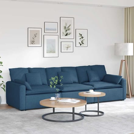 vidaXL Modulaire bank met kussens blauw