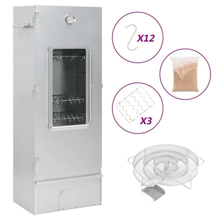 vidaXL - BBQ-rookoven - met - koude - rookgenerator - gegalvaniseerd - staal