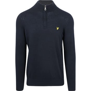 Lyle & Scott Half Zip Pullover Merinowol Navy - Maat L - Heren - Quarter zip