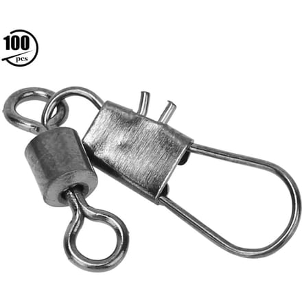 100 Pièces Émerillon à Billes Interlock Anneau Pivotant Connecteur de Pêche Hameçon de Bateau gray