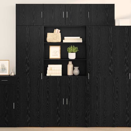 vidaXL - Highboard - Zwart - Eiken - 80 - x - 42,5 - x - 185 - cm - Bewerkt - hout