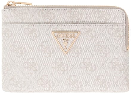 GUESS kaarthoes sleutelgeval Laurel II SLG Key Ring Pouch Bone Logo crème