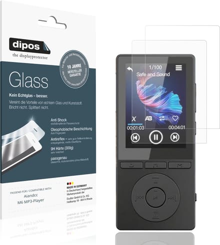 dipos – 2x Matte Pantserfolie geschikt voor Aiandcc M6 MP3-Player | 9H Screenprotector