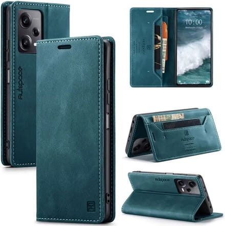 Luxe Flip Case met RFID Bescherming Kaarthouder en Magneetsluiting voor Redmi Note 12 Pro+ 5G _ Blauw