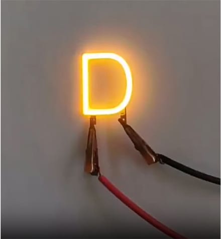 -D- COB LED 3V Filament Letter Geel 3 x 3 cm FPC 2200K 1W Warm-wit