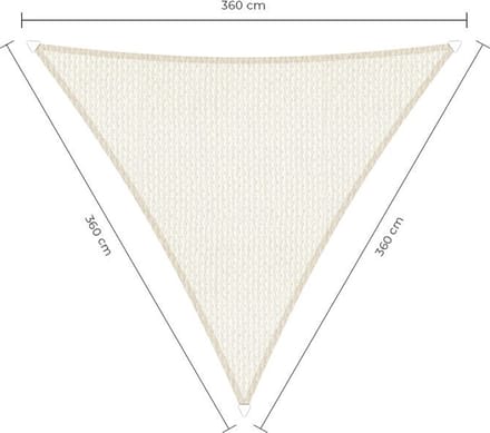 Schaduwdoek driehoek - 3,6x3,6x3,6m - Wit - Waterdoorlatend