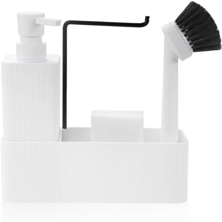 Dailygoods- Afwasmiddeldispenser 5-delig - Keuken Organizer - Zeepdispenser - Sponshouder - Handdoekhouder - Ruimtebesparend Design - Keukenorganizer