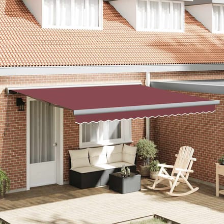 vidaXL - Luifel - handmatig - uittrekbaar - 400x300 - cm - bordeauxrood
