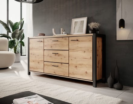 Meubella - Dressoir Acapulco - Eiken - Zwart - 180 cm