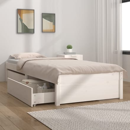 vidaXL - Bedframe - met - lades - wit - 75x190 - cm
