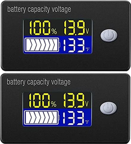 Batterijcapaciteitsindicator 12V LCD met Temperatuur- en Voltmeter Functionaliteit - 2 Stuks