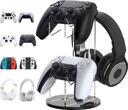 Game Controller houder/headsetstandaard, 2-in-1 acryl universele houder voor houder, gamingaccessoires, controller hoofdtelefoon houder standaard accessoires, zwart
