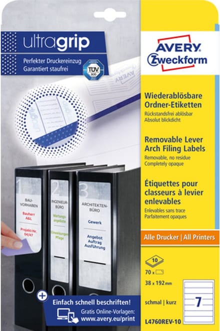 Avery Ordnerrugetiketten Zweckform 38 X 129 Mm Wit 70 Stuks